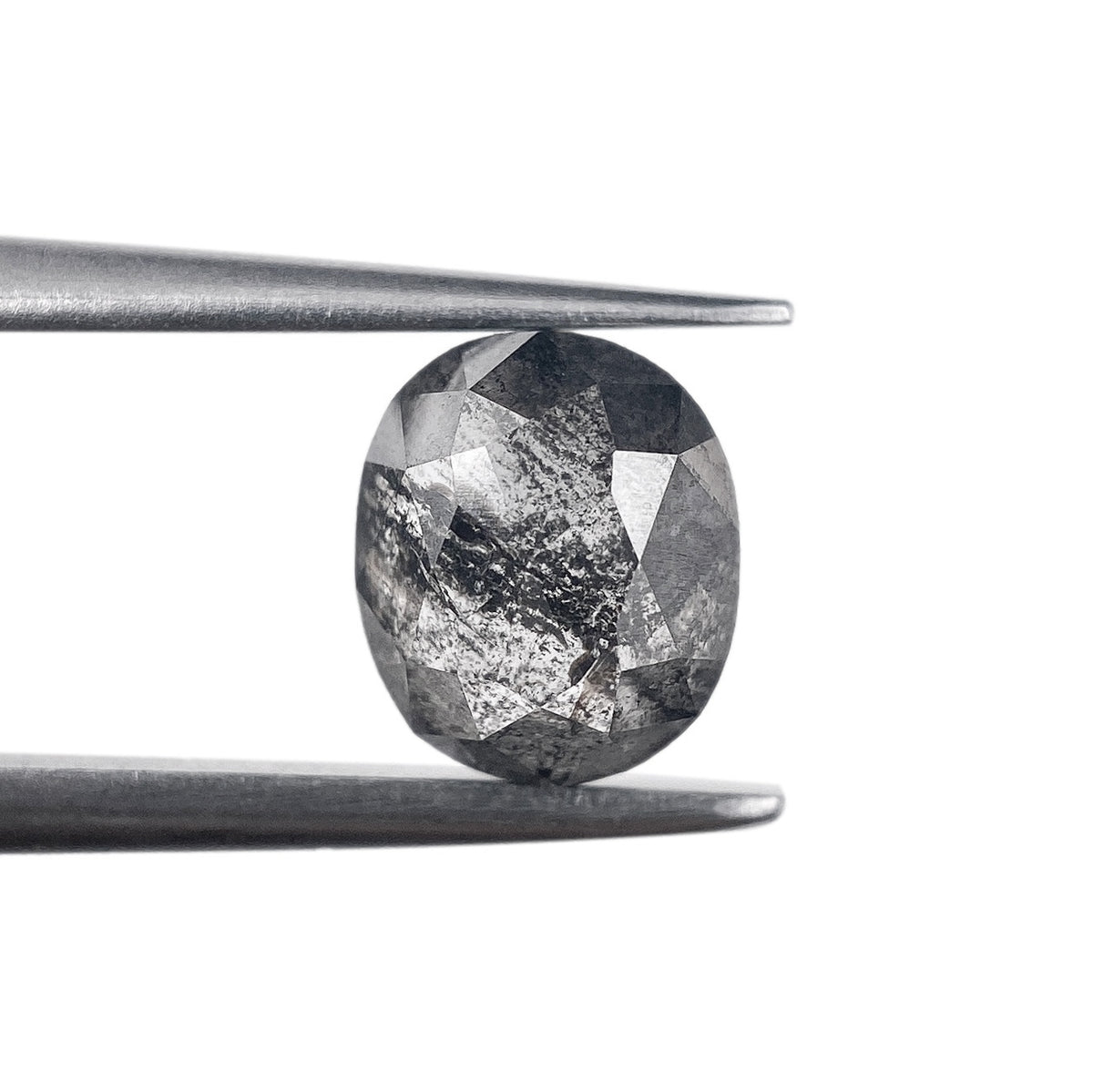 1.22ct | Salt & Pepper Oval Shape Rose Cut Diamond - Modern Rustic Diamond