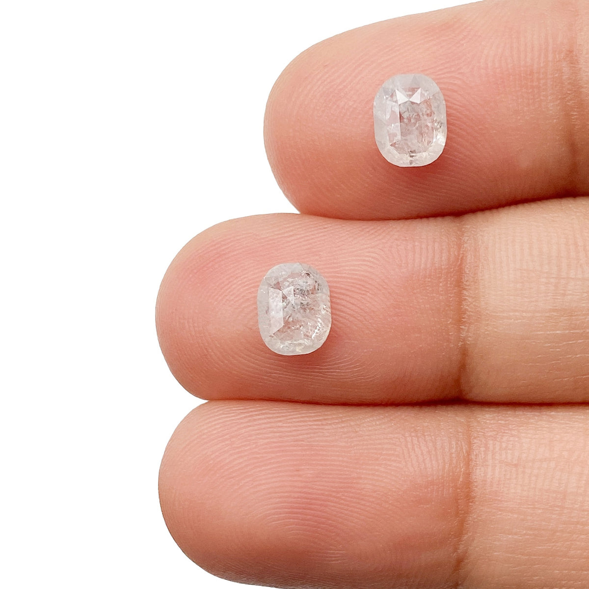 1.22cttw | Salt & Pepper Cushion Shape Rose Cut Diamond Matched Pair - Modern Rustic Diamond