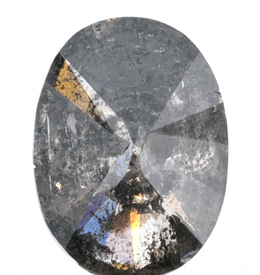 1.23ct | Salt & Pepper Oval Shape Brilliant Cut Diamond - Modern Rustic Diamond