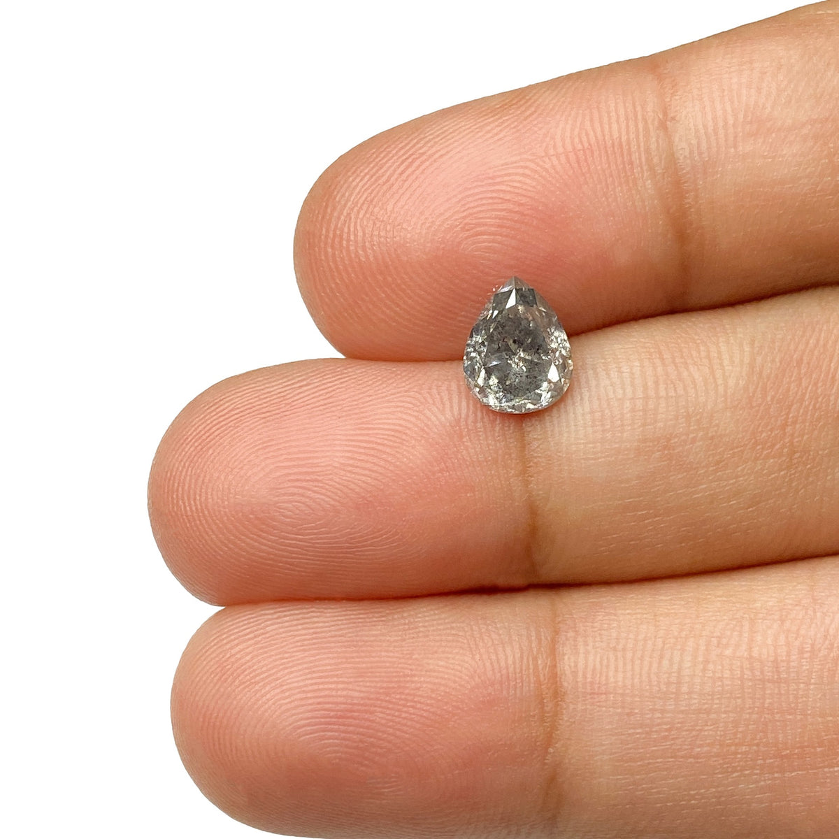 1.23ct | Salt & Pepper Pear Shape Brilliant Cut Diamond - Modern Rustic Diamond