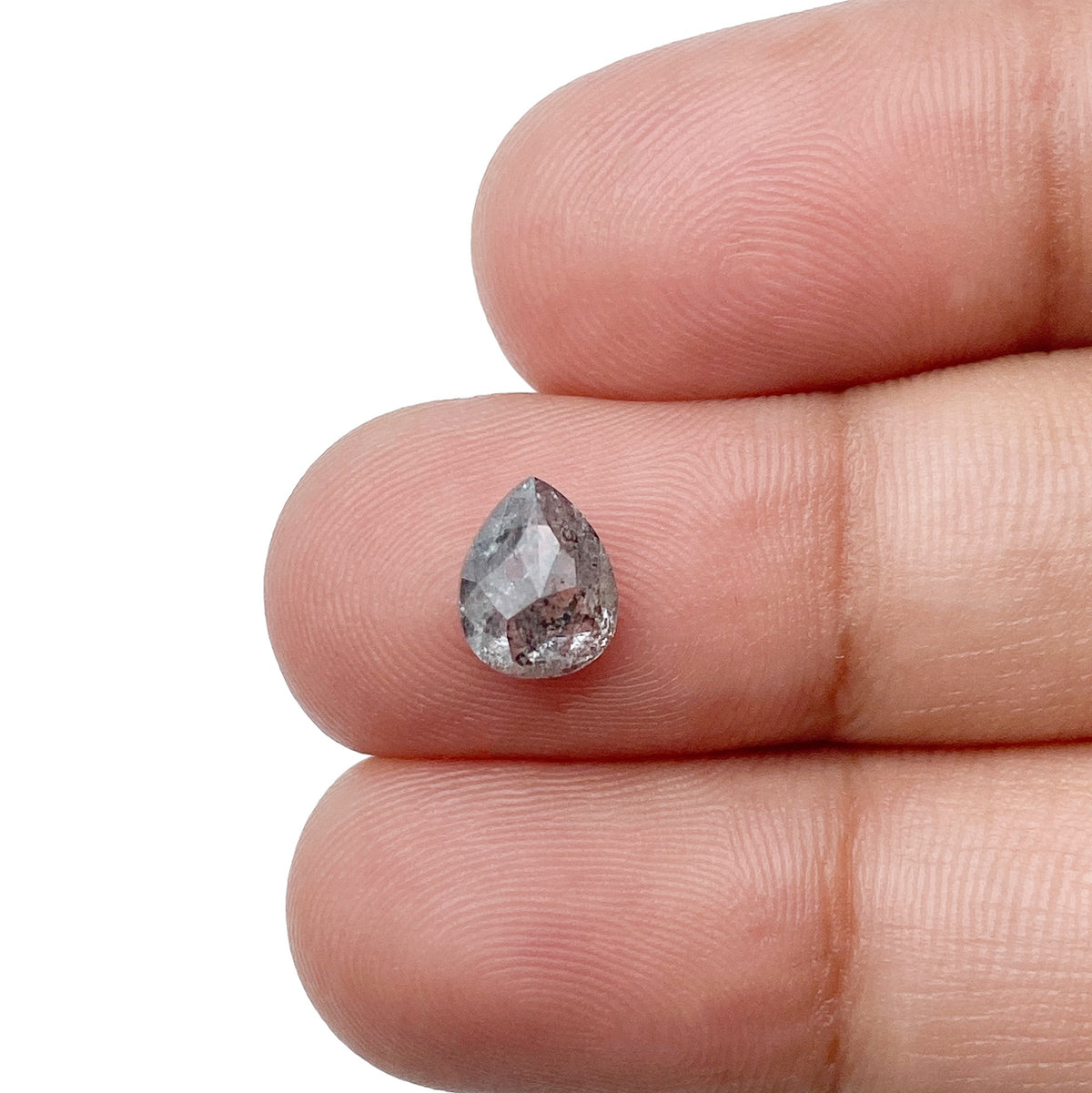 1.23ct | Salt & Pepper Pear Shape Rose Cut Diamond - Modern Rustic Diamond