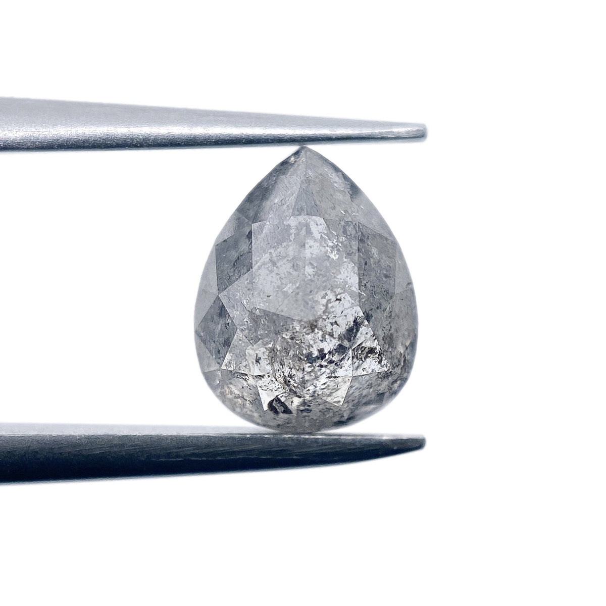 1.23ct | Salt & Pepper Pear Shape Rose Cut Diamond - Modern Rustic Diamond