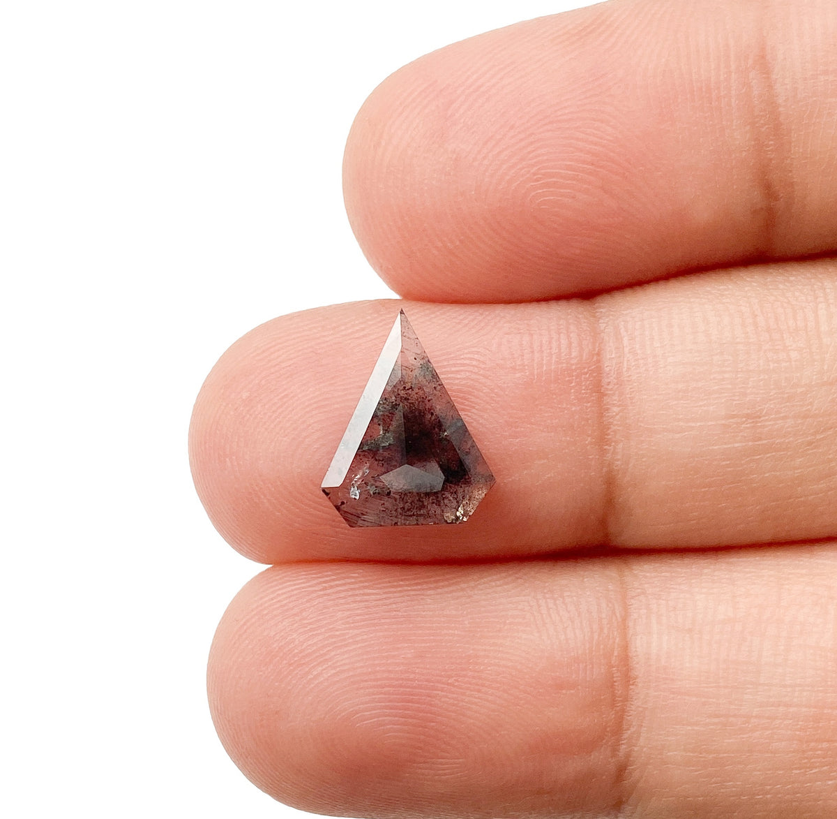 1.23ct | Salt & Pepper Shield Shape Rose Cut Diamond - Modern Rustic Diamond