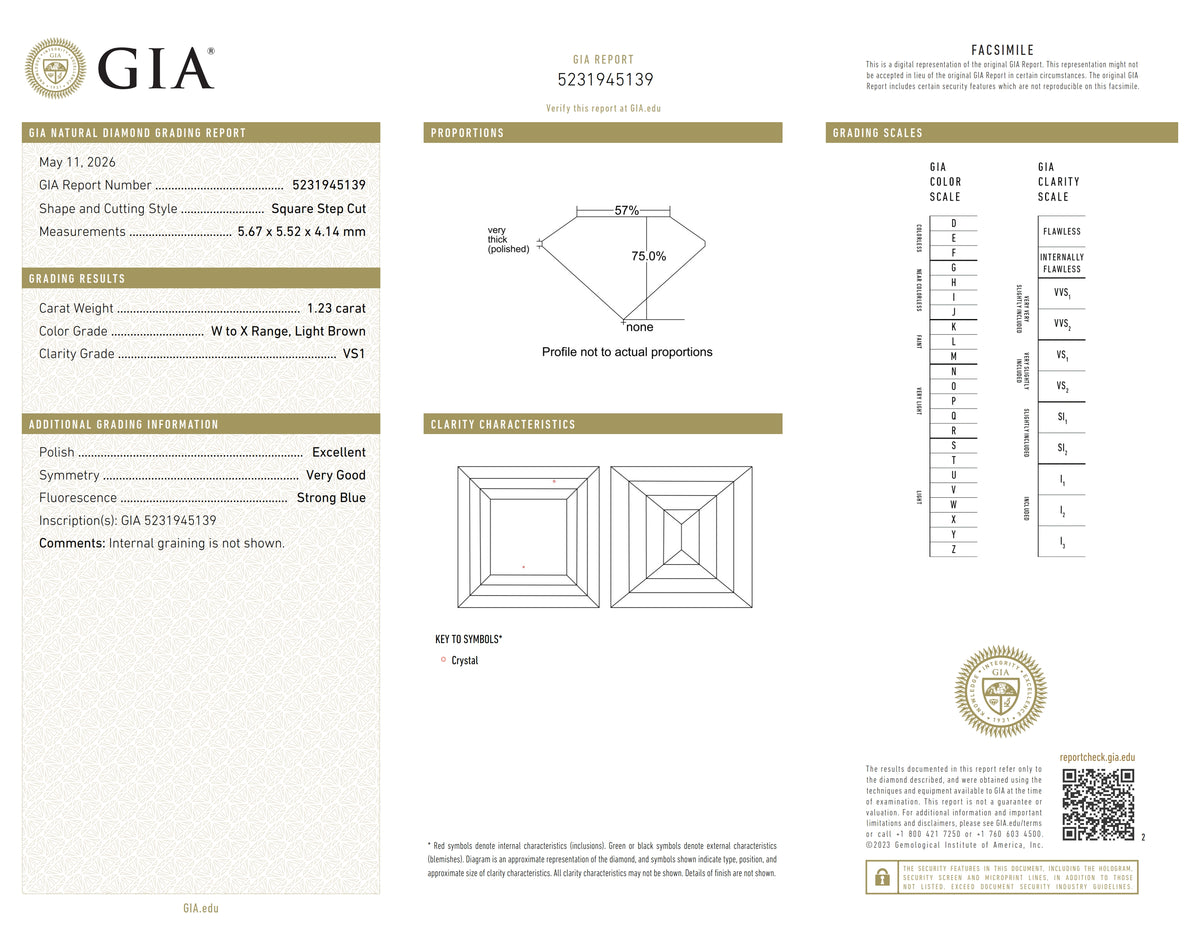 1.23ct | W-X/VS1 Carre Shape Step Cut Diamond (GIA) - Modern Rustic Diamond