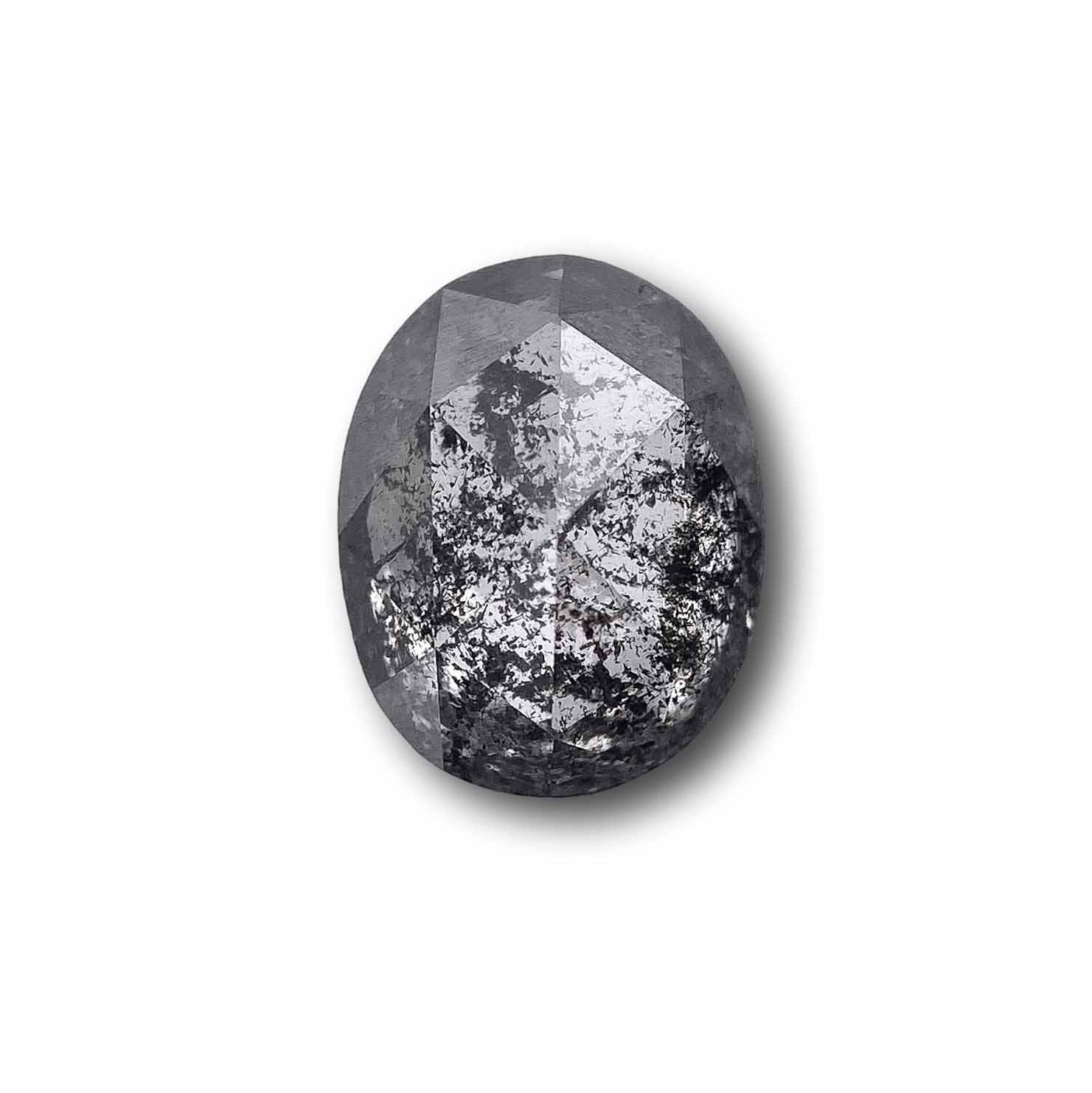 0.97ct | Salt & Pepper Oval Shape Rose Cut Diamond - Modern Rustic Diamond