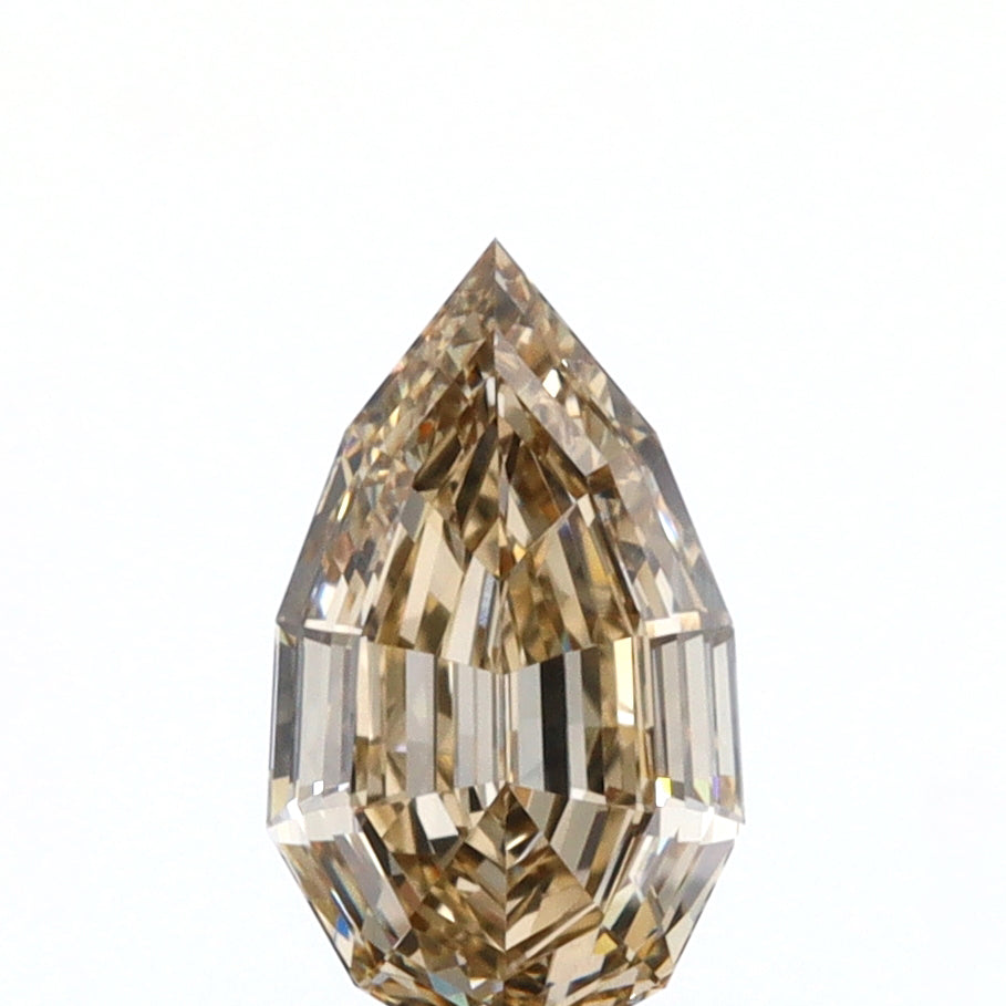 0.76ct | Champagne VVS1 Pear Shape Lattice Cut Diamond (GIA) - Modern Rustic Diamond