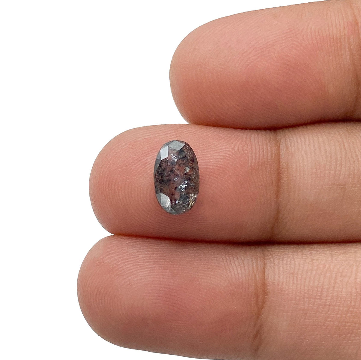 1.24ct | Salt & Pepper Oval Shape Rose Cut Diamond - Modern Rustic Diamond