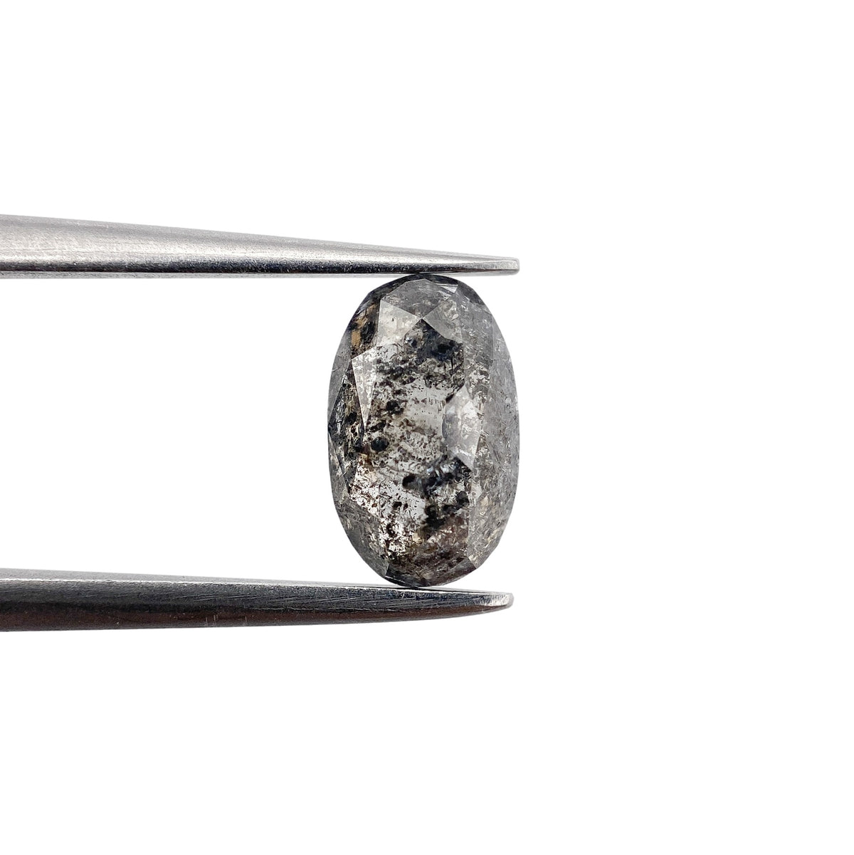 1.24ct | Salt & Pepper Oval Shape Rose Cut Diamond - Modern Rustic Diamond