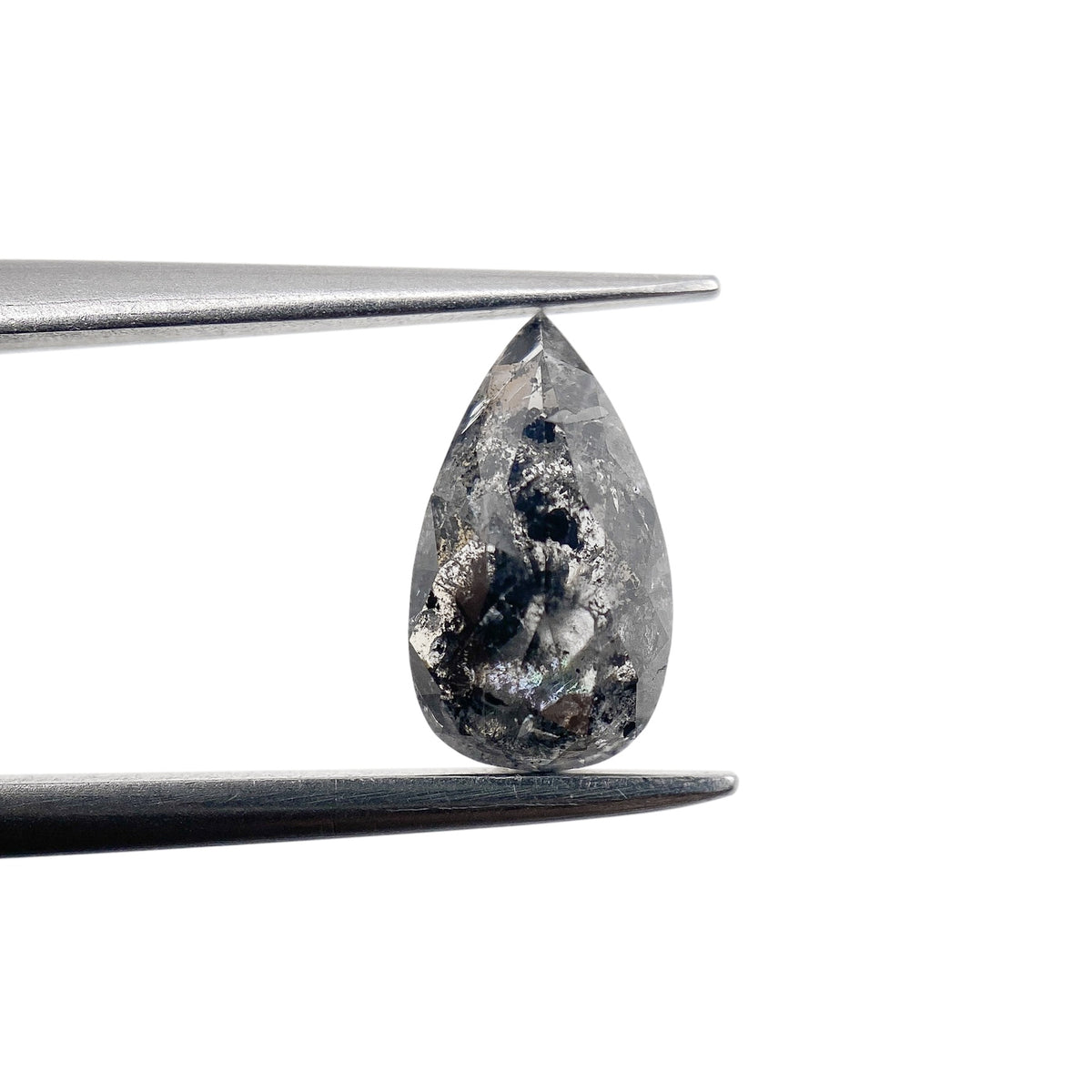 1.24ct | Salt & Pepper Pear Shape Rose Cut Diamond - Modern Rustic Diamond