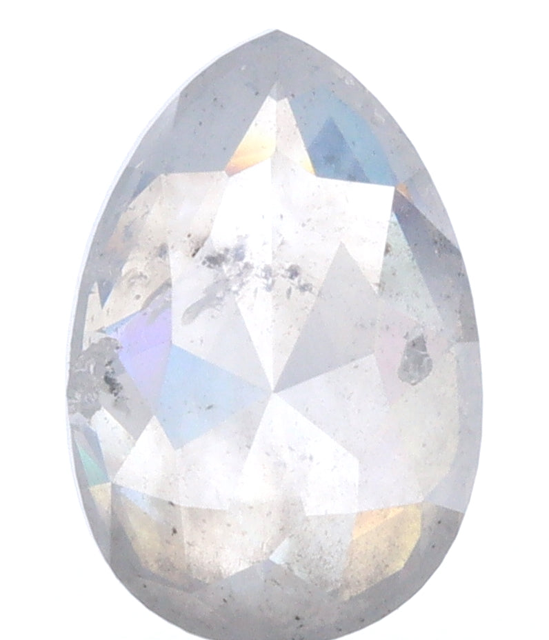 1.24ct | Salt & Pepper Pear Shape Rose Cut Diamond - Modern Rustic Diamond