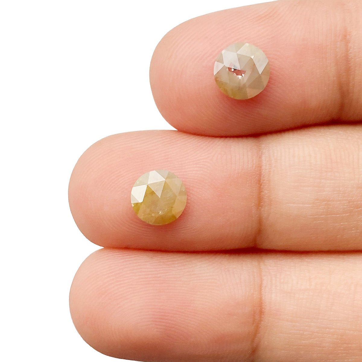 1.24cttw | Rustic  Round Shape Rose Cut Diamond Matched Pair - Modern Rustic Diamond