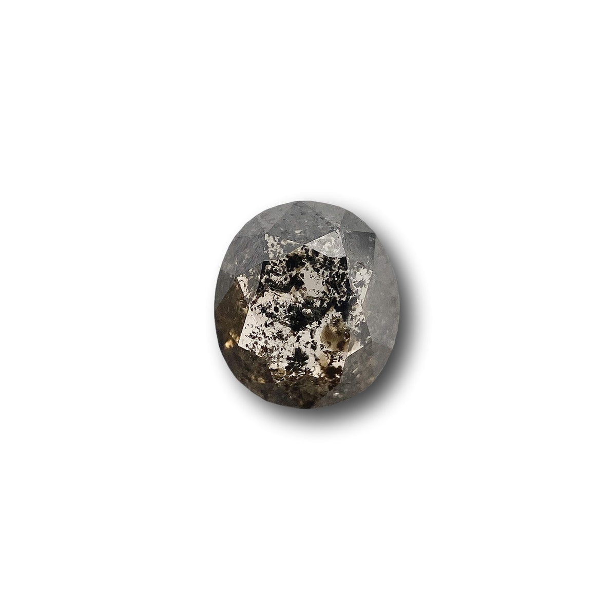 0.78ct | Salt & Pepper Cushion Shape Rose Cut Diamond - Modern Rustic Diamond