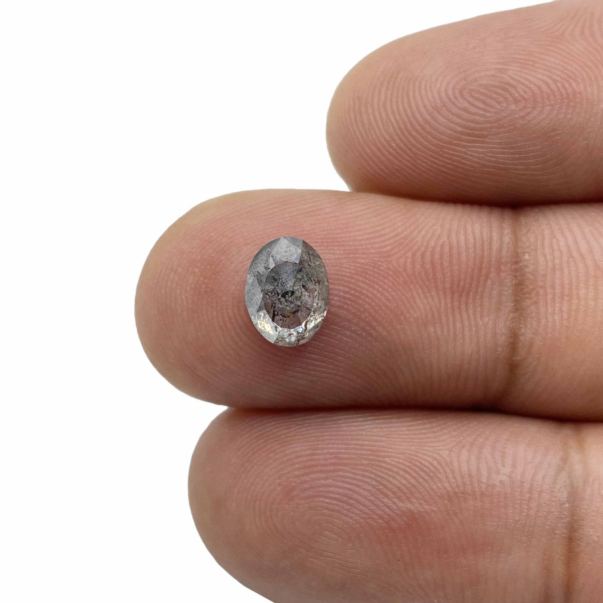 1.25ct | Salt & Pepper Oval Shape Rose Cut Diamond - Modern Rustic Diamond