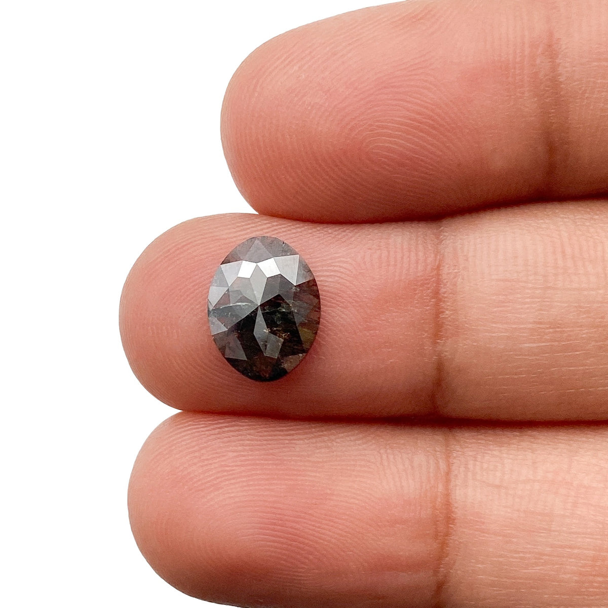 1.25ct | Salt & Pepper Oval Shape Rose Cut Diamond - Modern Rustic Diamond