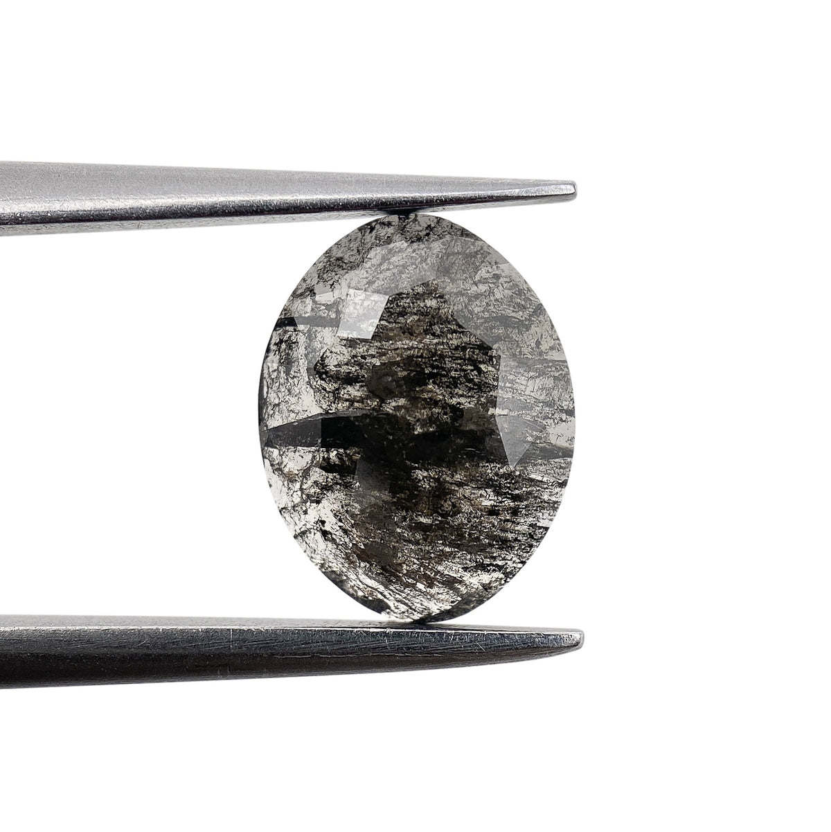 1.25ct | Salt & Pepper Oval Shape Rose Cut Diamond - Modern Rustic Diamond