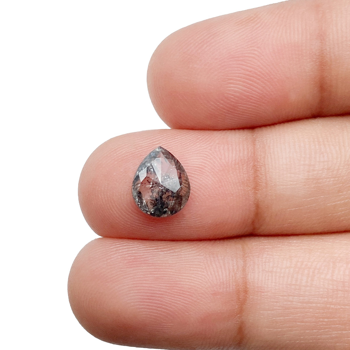 1.25ct | Salt & Pepper Pear Shape Rose Cut Diamond - Modern Rustic Diamond
