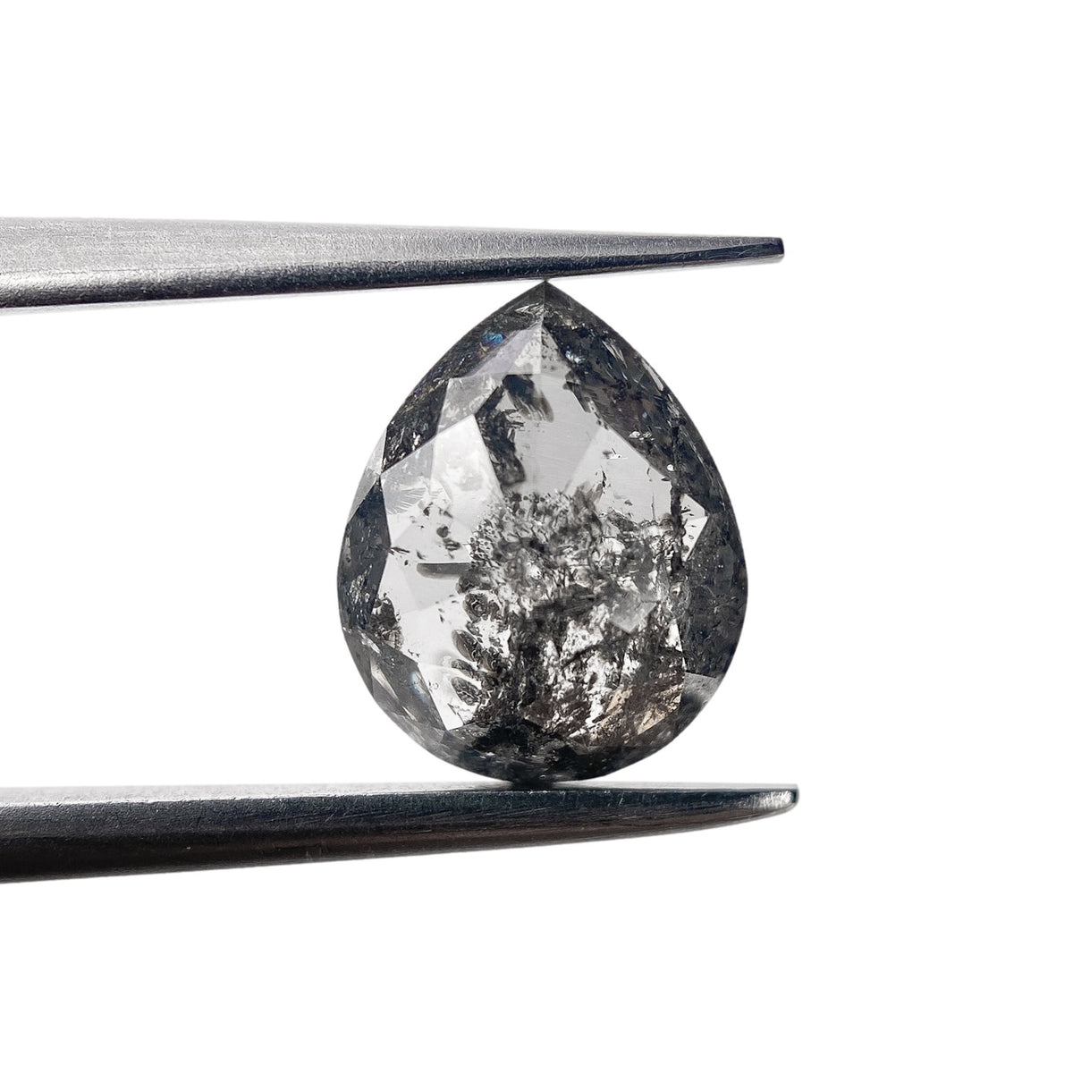 1.25ct | Salt & Pepper Pear Shape Rose Cut Diamond - Modern Rustic Diamond