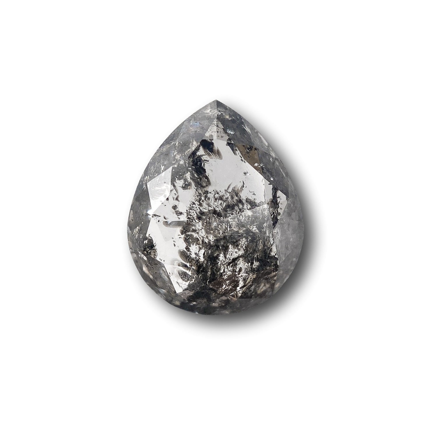 1.25ct | Salt & Pepper Pear Shape Rose Cut Diamond - Modern Rustic Diamond