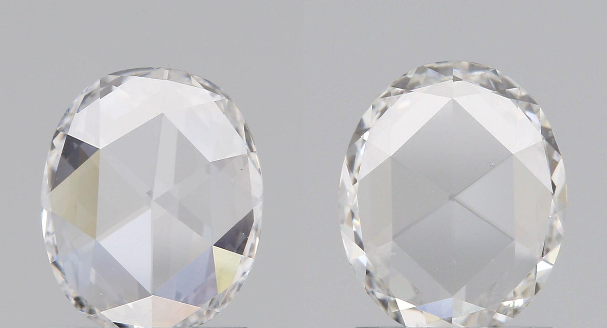 1.25cttw | E-F VS2 Oval Shape Rose Cut Diamond Matched Pair - Modern Rustic Diamond