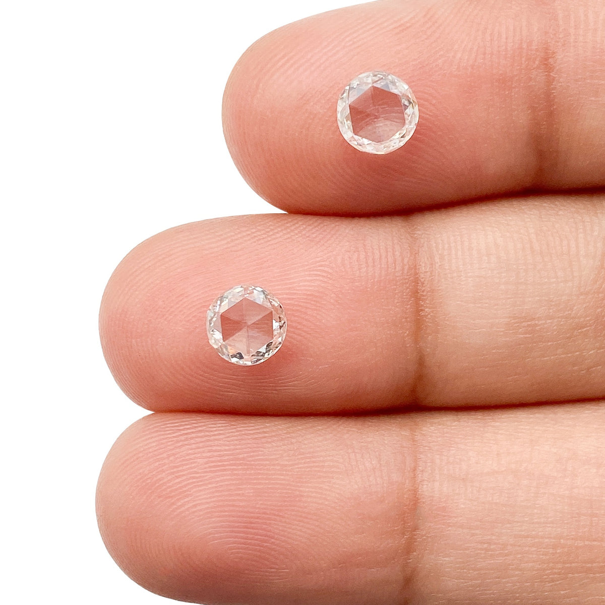1.25cttw | F-G VS1 Round Shape Rose Cut Diamond Matched Pair - Modern Rustic Diamond