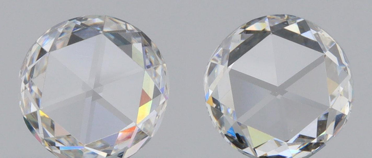 1.25cttw | F-G VS1 Round Shape Rose Cut Diamond Matched Pair - Modern Rustic Diamond
