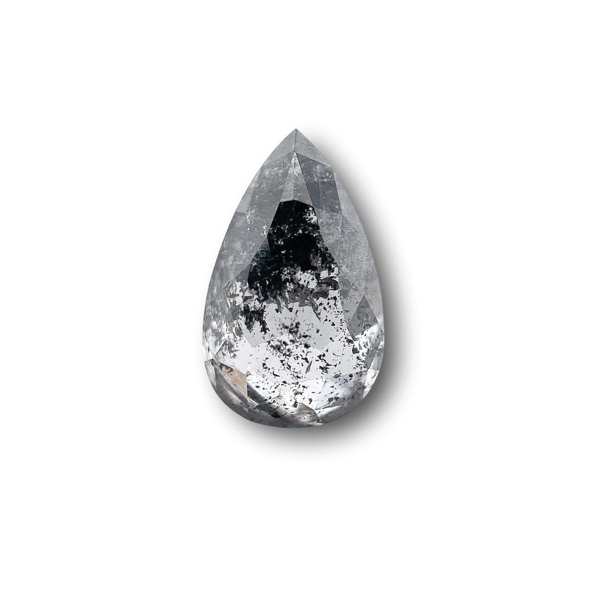 0.79ct | Salt & Pepper Pear Shape Rose Cut Diamond - Modern Rustic Diamond