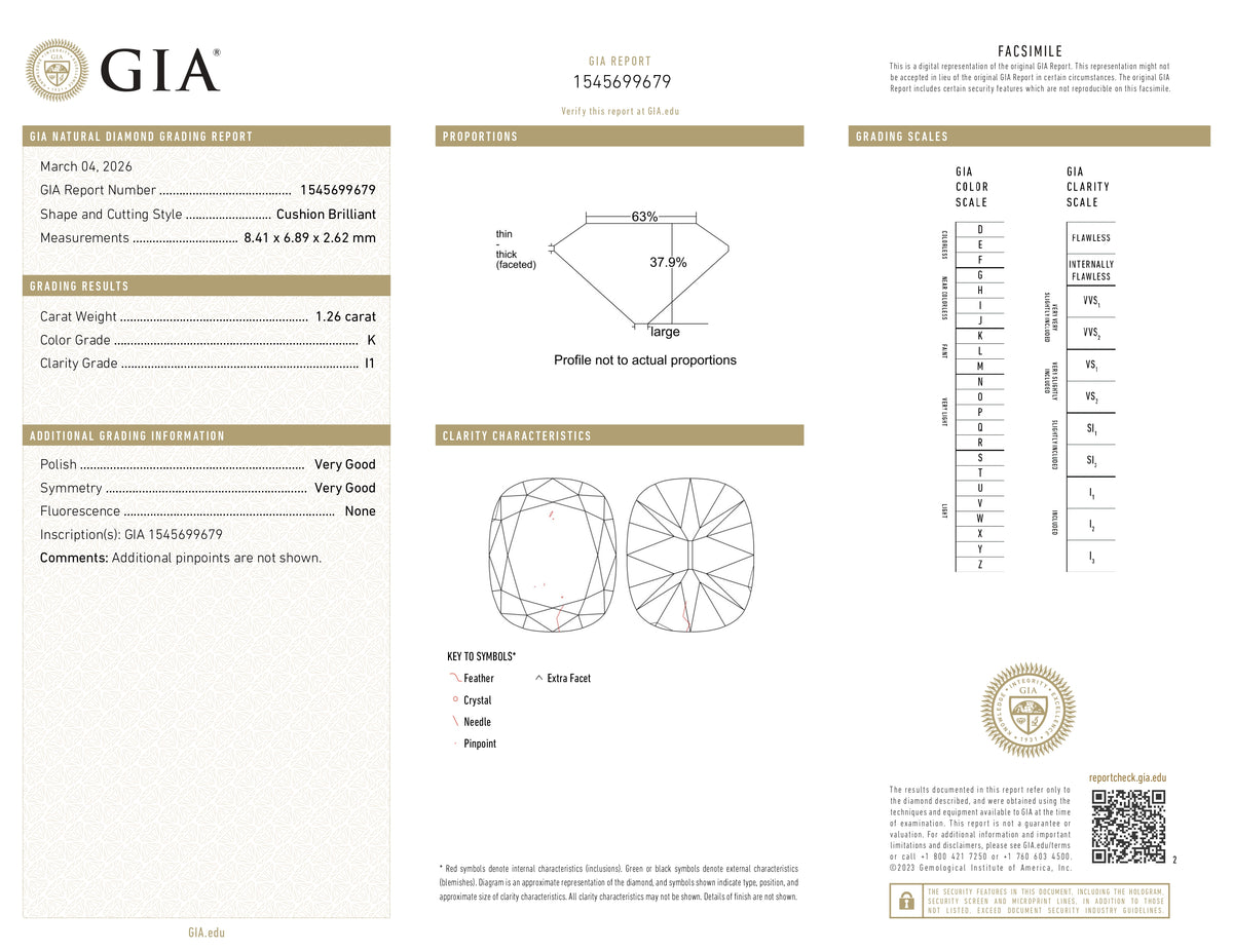 1.26ct | K/I1 Cushion Shape Vintage Old Mine Cut Diamond (GIA) - Modern Rustic Diamond
