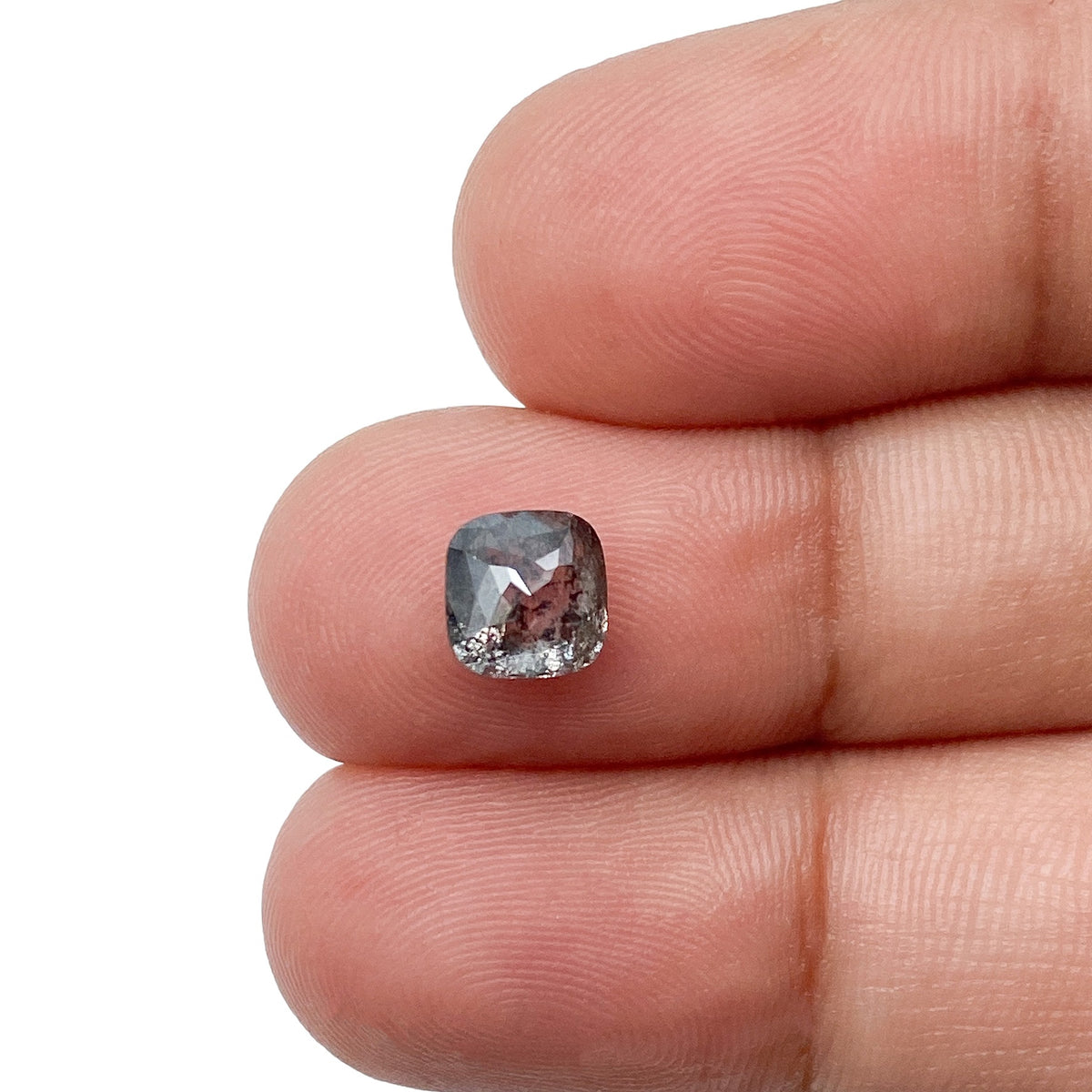 1.26ct | Salt & Pepper Cushion Shape Rose Cut Diamond - Modern Rustic Diamond