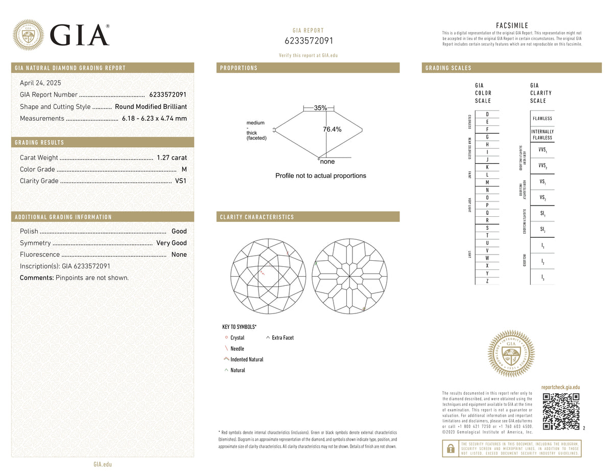 1.27ct | M/VS1 Round Shape Old European Cut Diamond (GIA)