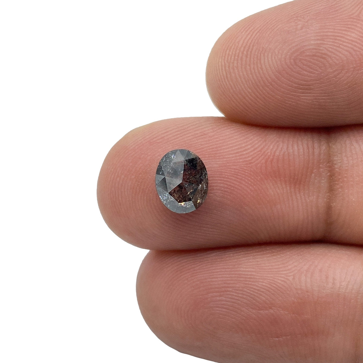 1.27ct | Salt & Pepper Oval Shape Rose Cut Diamond - Modern Rustic Diamond