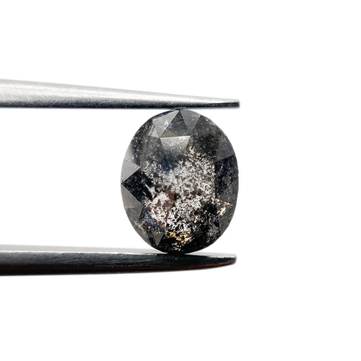 1.27ct | Salt & Pepper Oval Shape Rose Cut Diamond - Modern Rustic Diamond