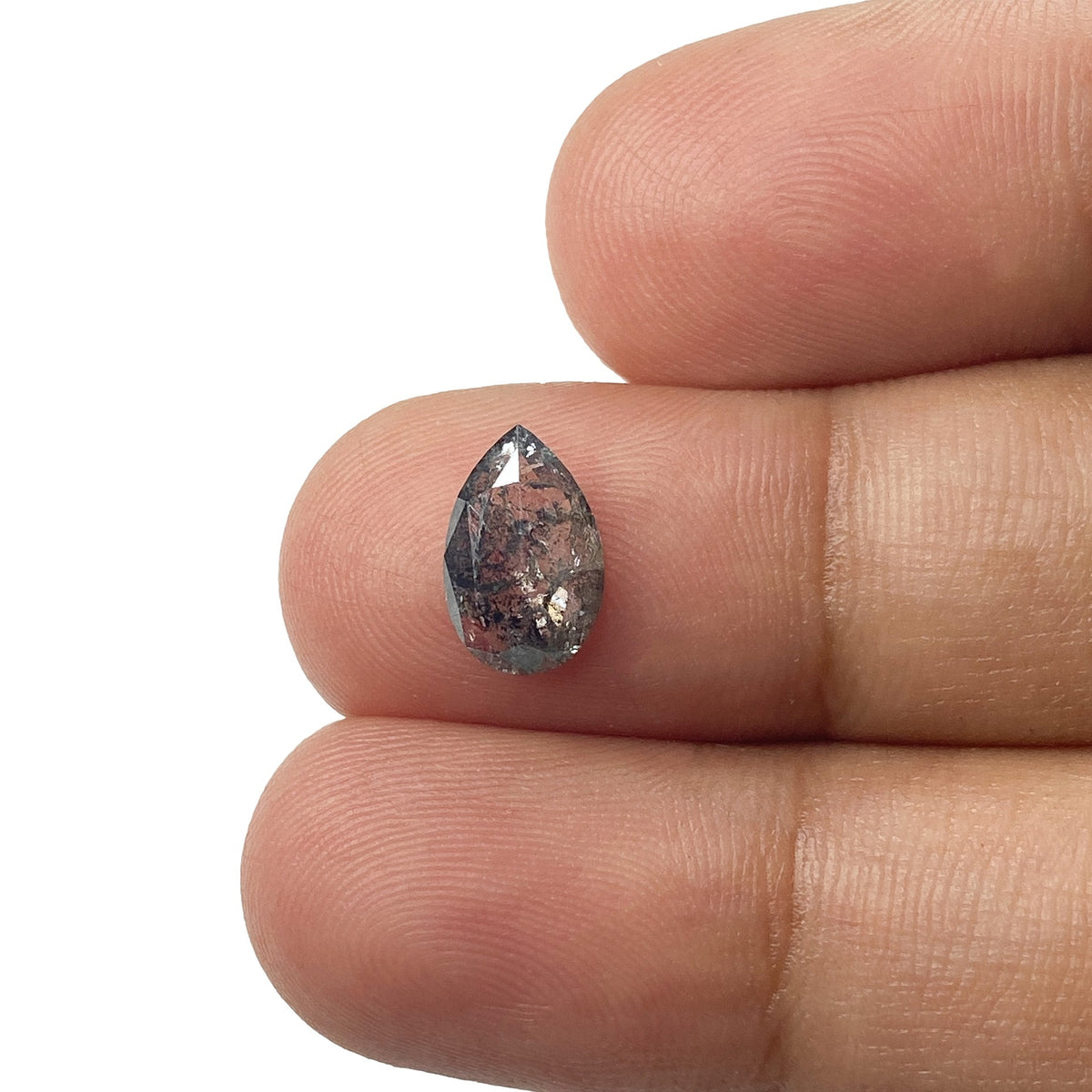 1.27ct | Salt & Pepper Pear Shape Rose Cut Diamond - Modern Rustic Diamond