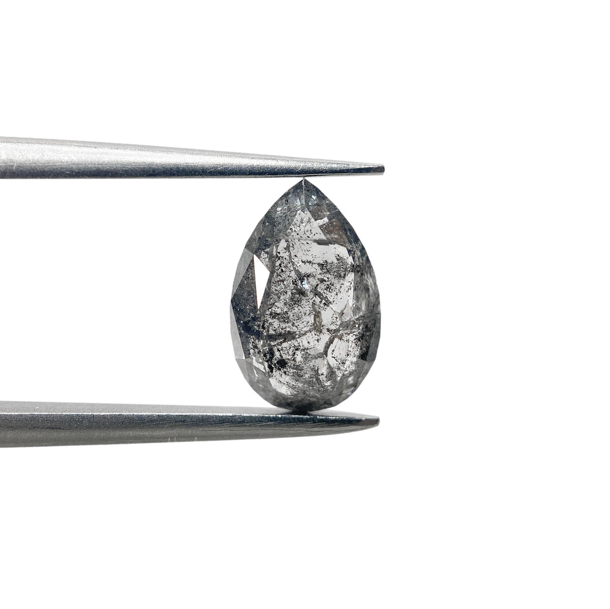 1.27ct | Salt & Pepper Pear Shape Rose Cut Diamond - Modern Rustic Diamond