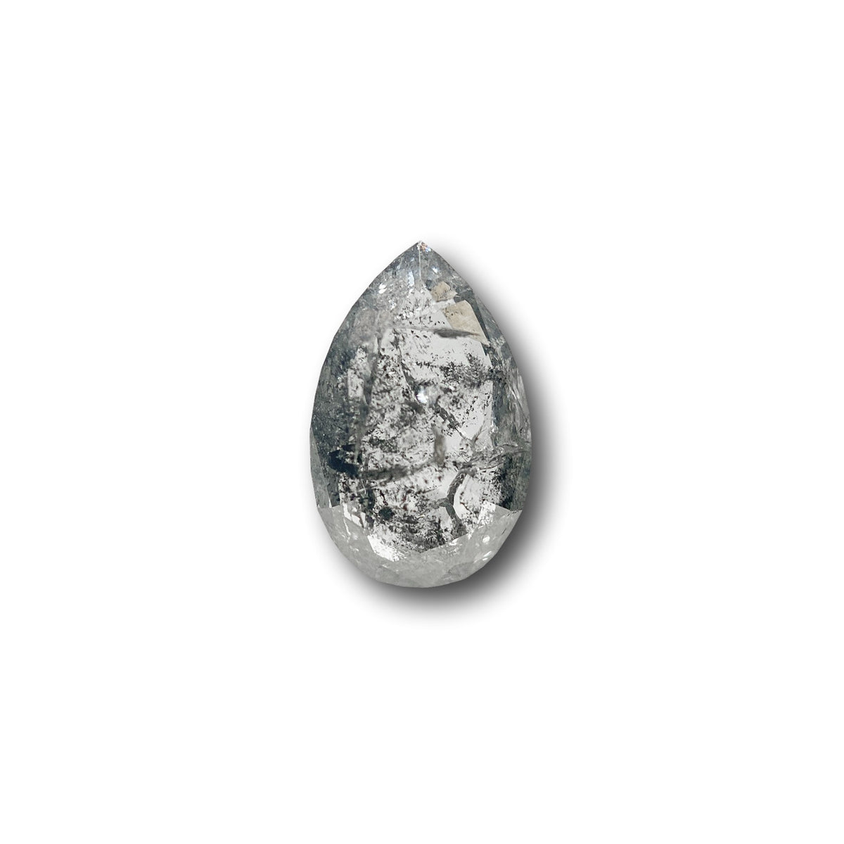 1.27ct | Salt & Pepper Pear Shape Rose Cut Diamond - Modern Rustic Diamond