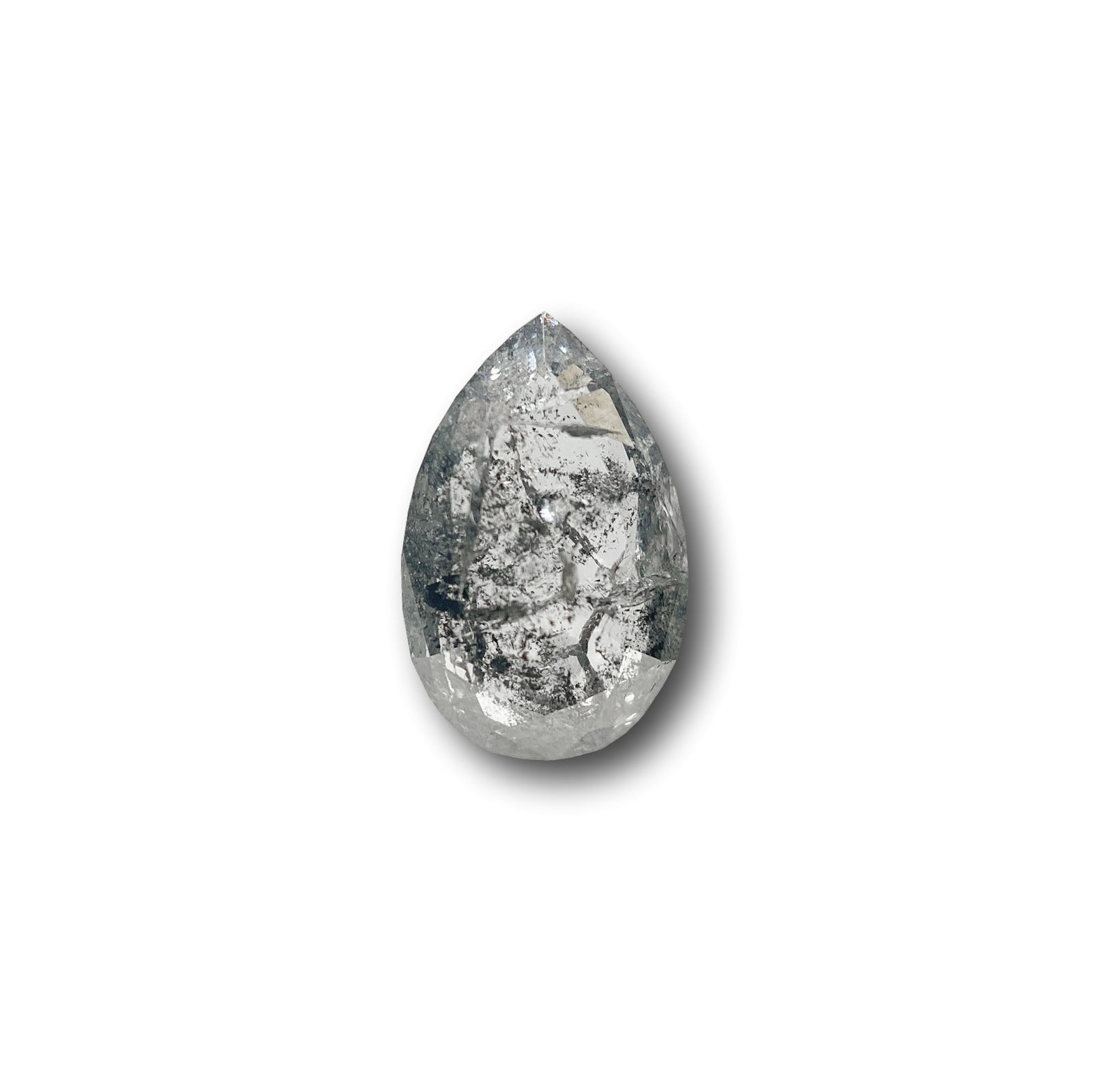1.27ct | Salt & Pepper Pear Shape Rose Cut Diamond - Modern Rustic Diamond