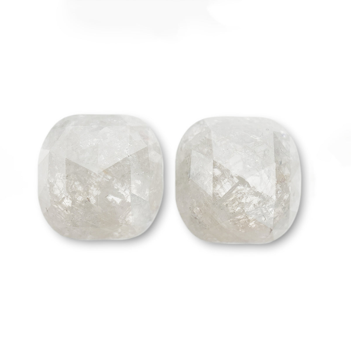4.49cttw | Salt & Pepper Cushion Shape Rose Cut Diamond Matched Pair