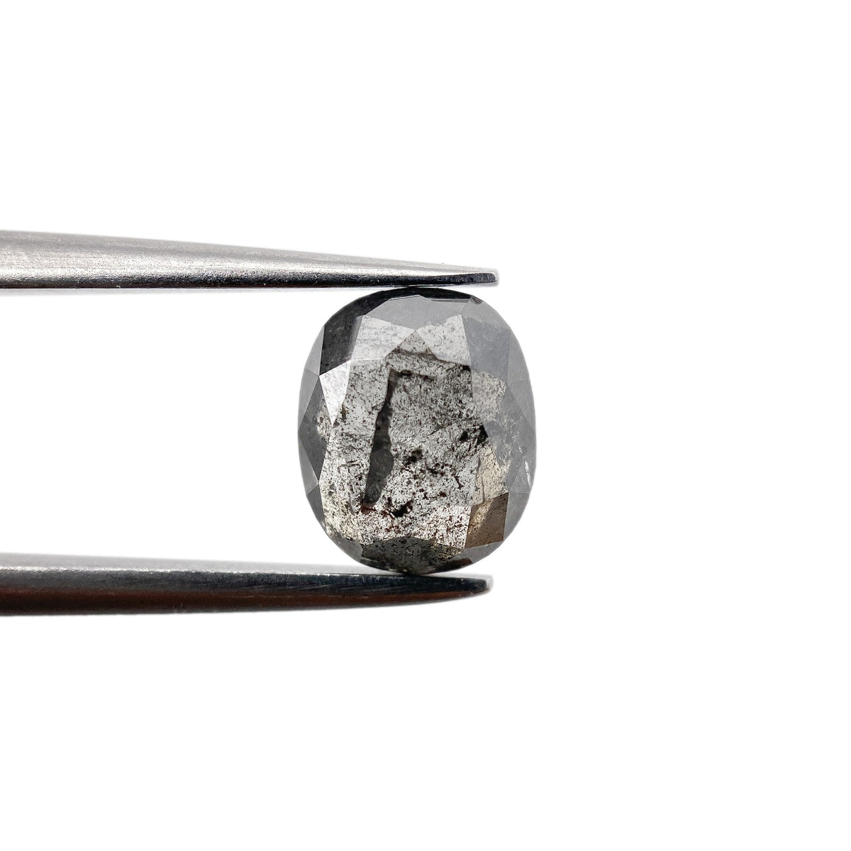 1.28ct | Salt & Pepper Cushion Shape Rose Cut Diamond - Modern Rustic Diamond