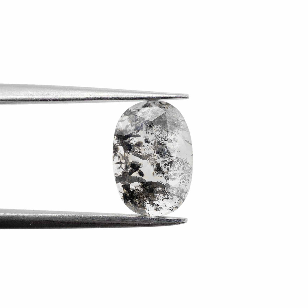 1.28ct | Salt & Pepper Oval Shape Rose Cut Diamond - Modern Rustic Diamond