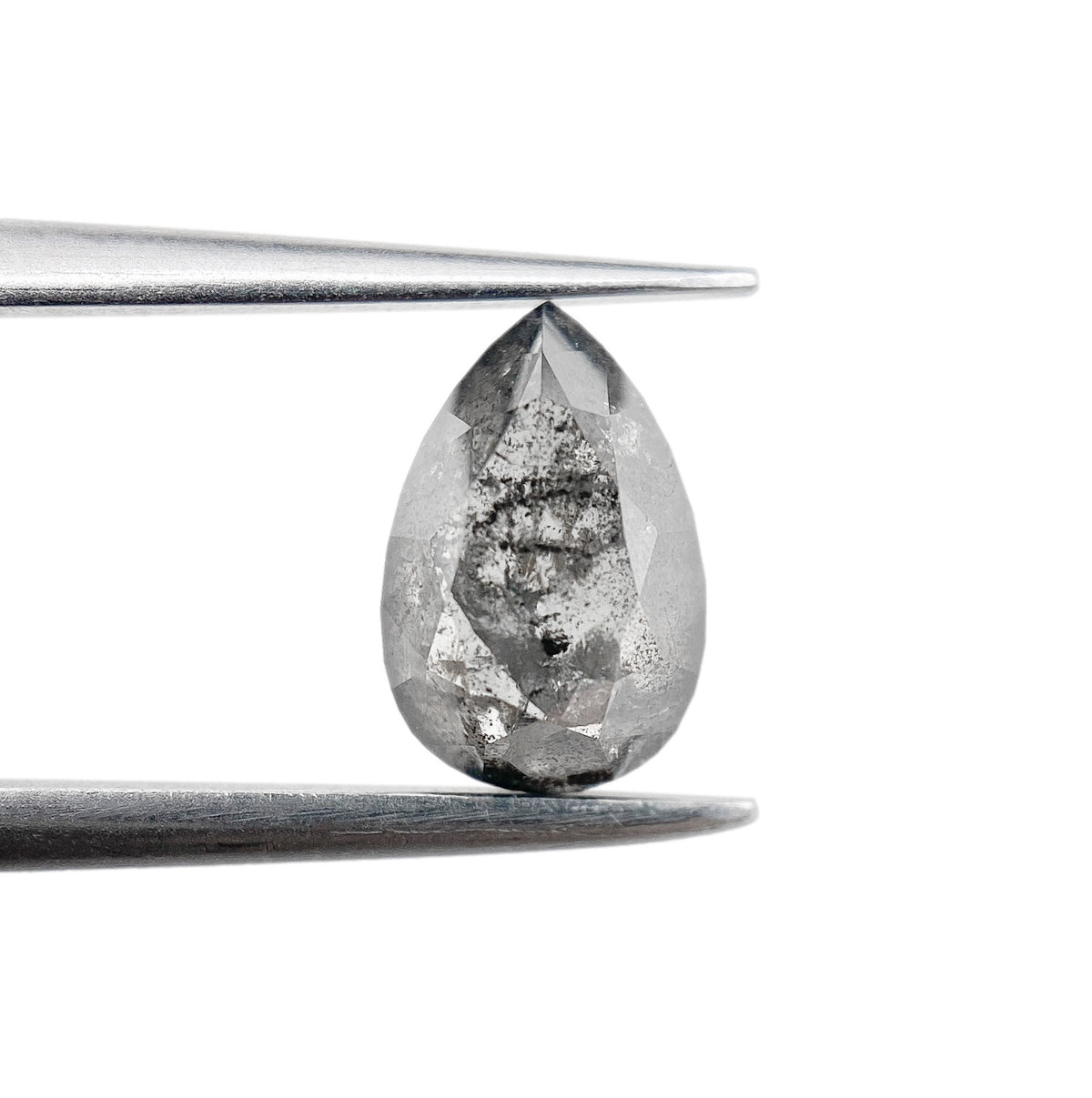 1.28ct | Salt & Pepper Pear Shape Rose Cut Diamond - Modern Rustic Diamond