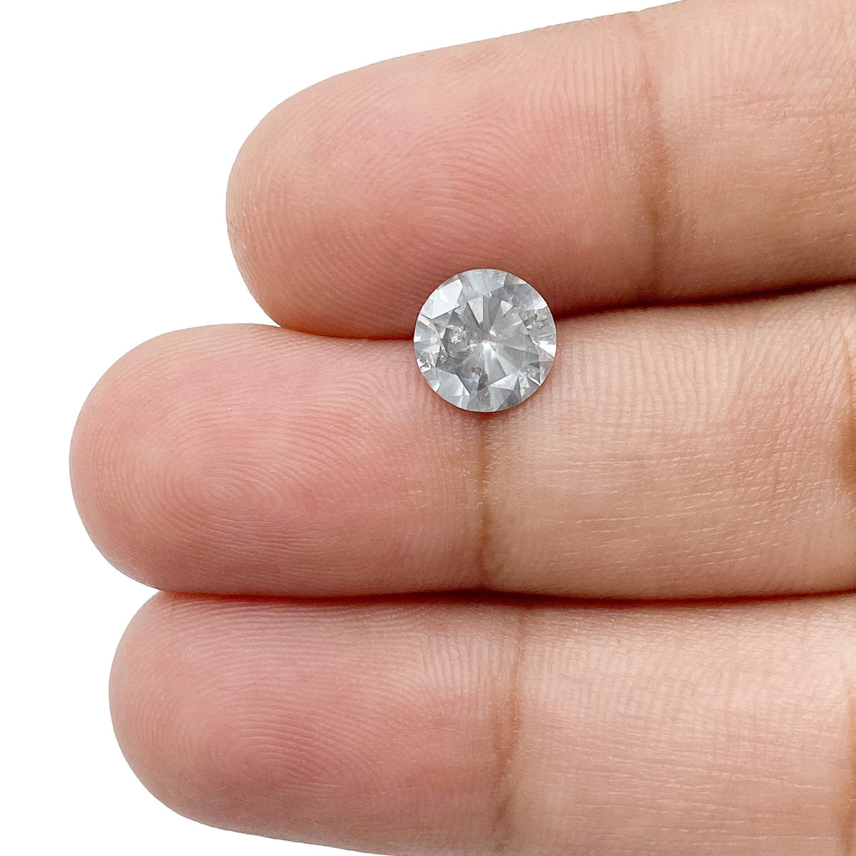 1.28ct | Salt & Pepper Round Shape Brilliant Cut Diamond - Modern Rustic Diamond