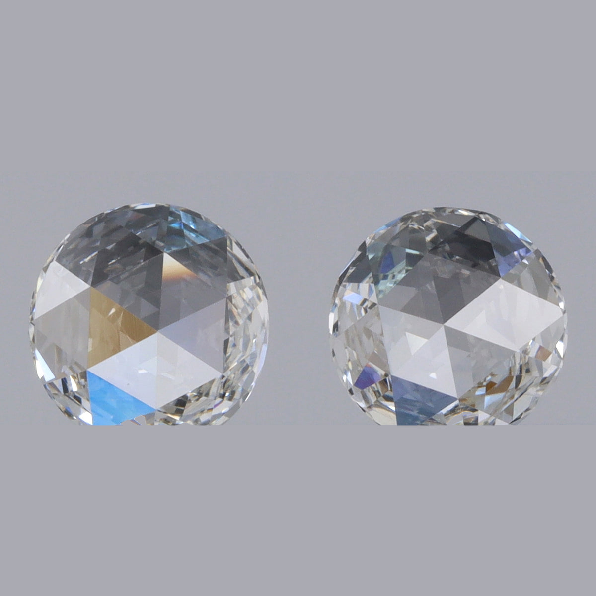 0.59cttw | G-H SI Round Shape Rose Cut Diamond Matched Pair - Modern Rustic Diamond