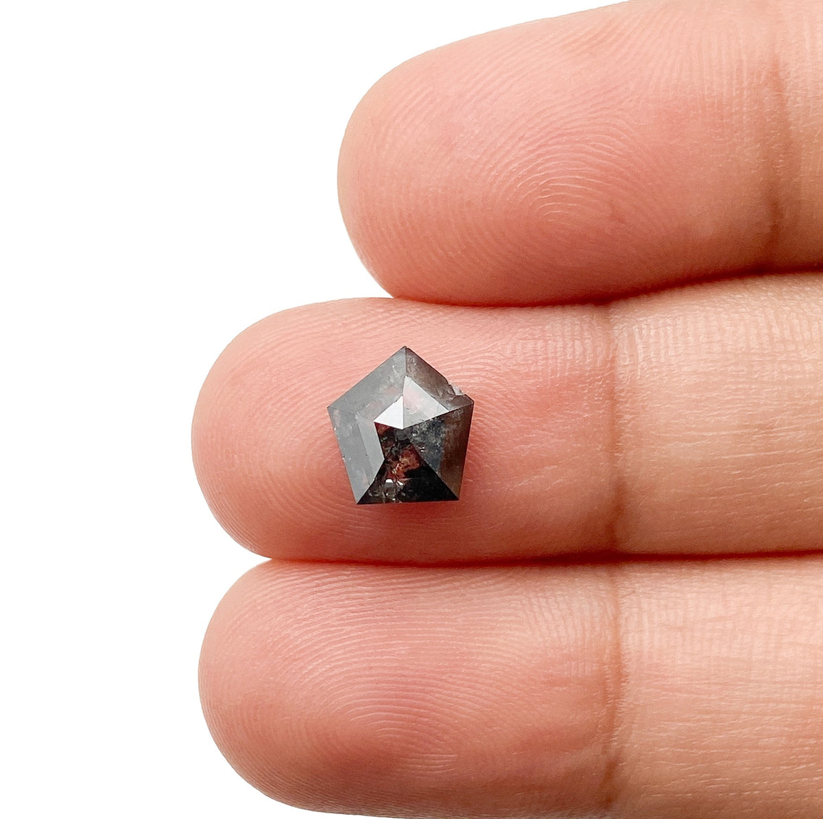1.29ct | Salt & Pepper Shield Shape Rose Cut Diamond - Modern Rustic Diamond