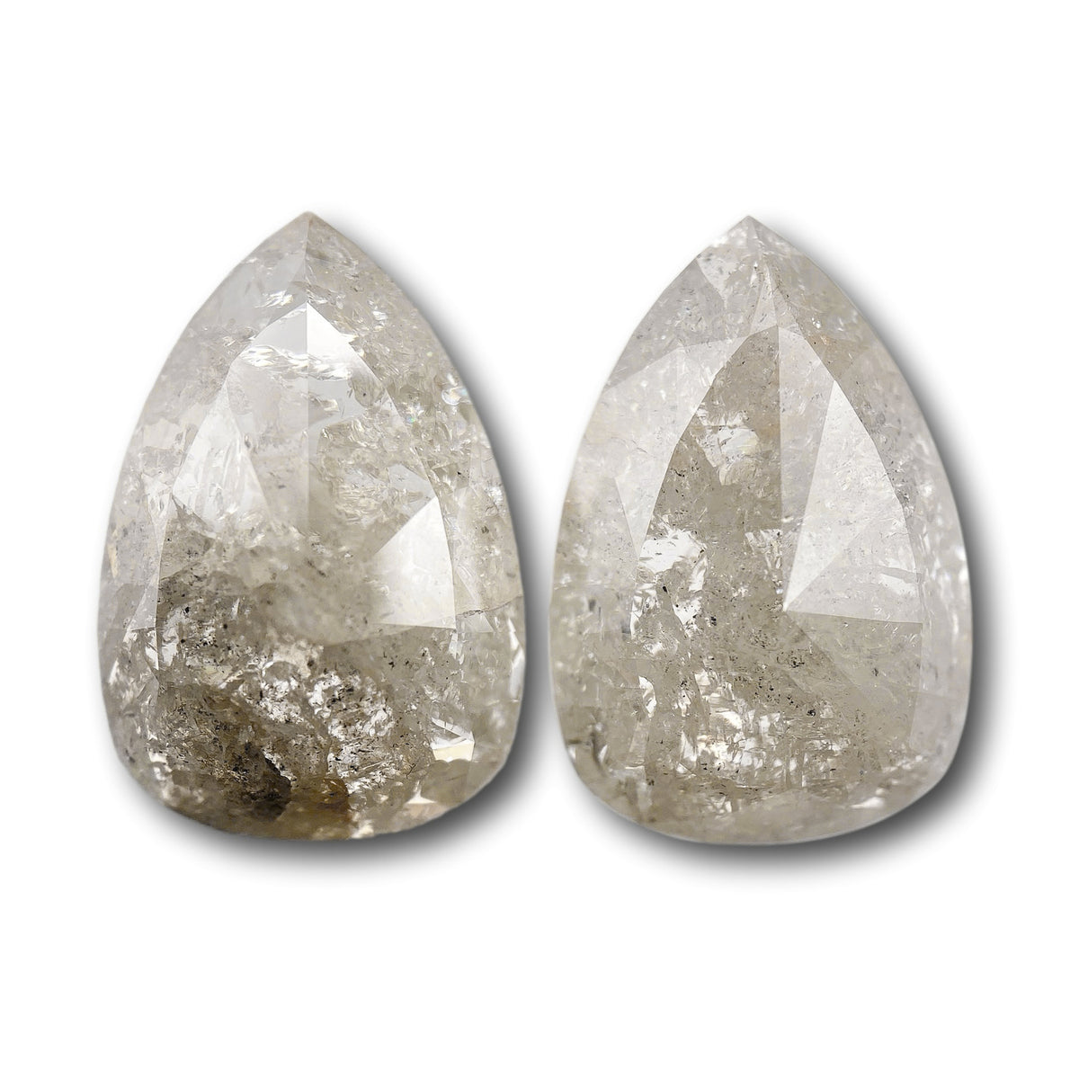 10.31cttw | Salt & Pepper Pear Shape Rose Cut Diamond Matched Pair
