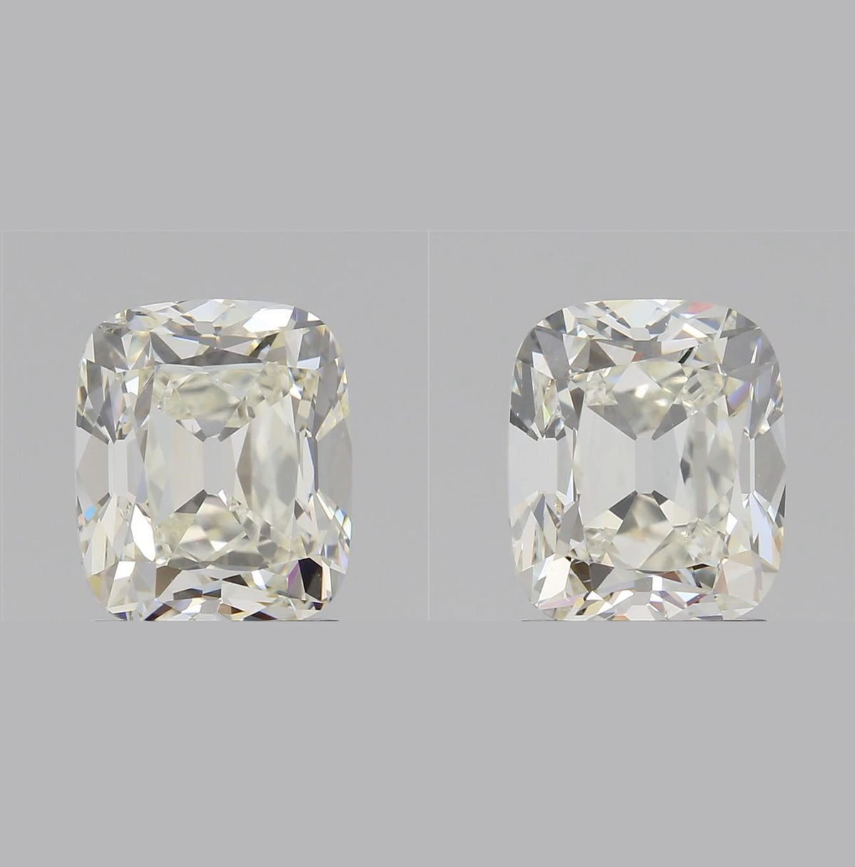 3.25cttw | K VS2 Cushion Shape Vintage Old Mine Cut Diamond Matched Pair (GIA) - Modern Rustic Diamond