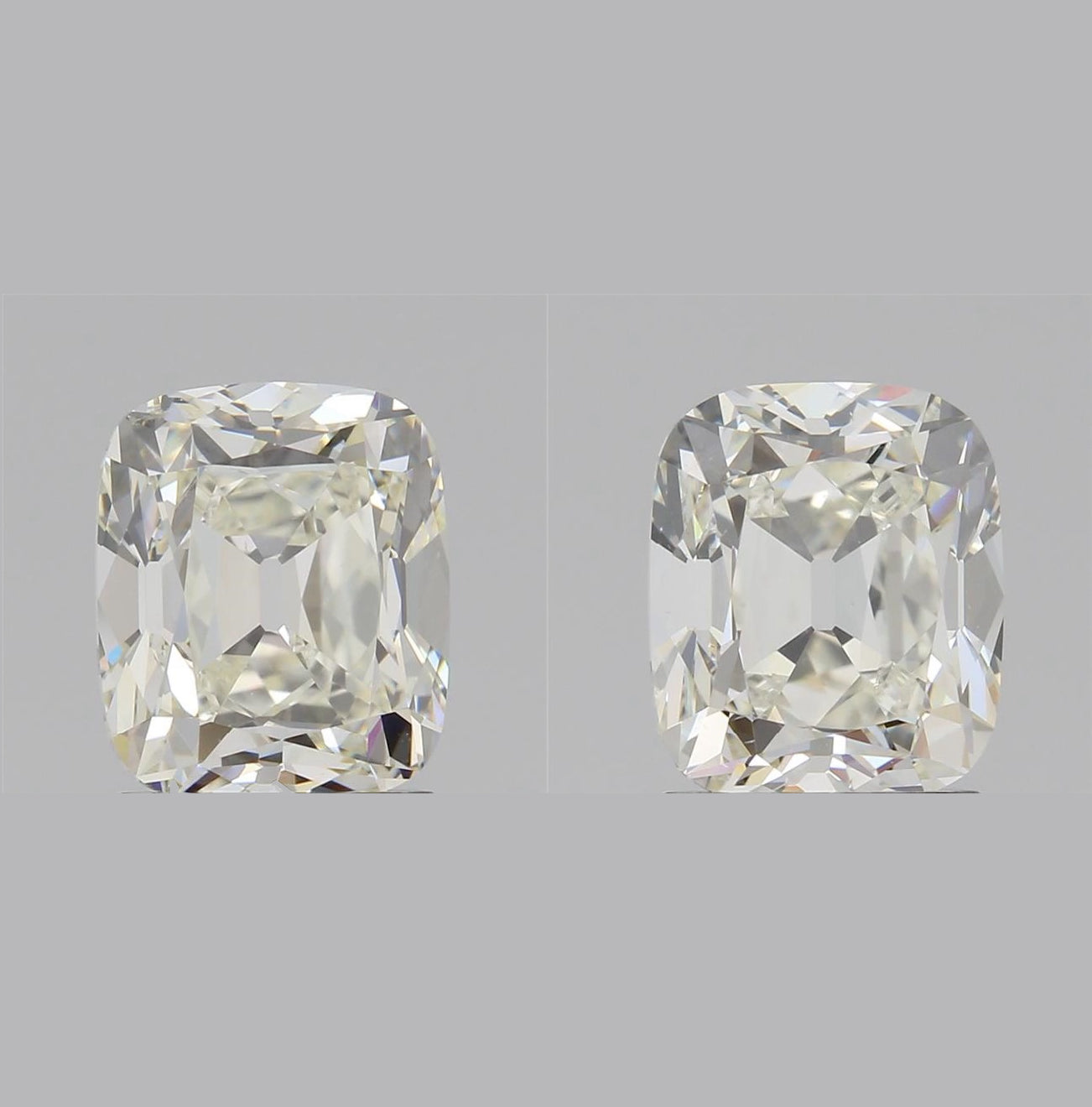 3.25cttw | K VS2 Cushion Shape Vintage Old Mine Cut Diamond Matched Pair (GIA) - Modern Rustic Diamond