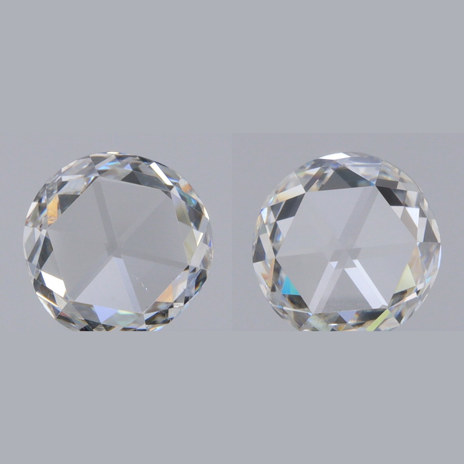 0.88cttw | F-G VS Round Shape Rose Cut Diamond Matched Pair - Modern Rustic Diamond