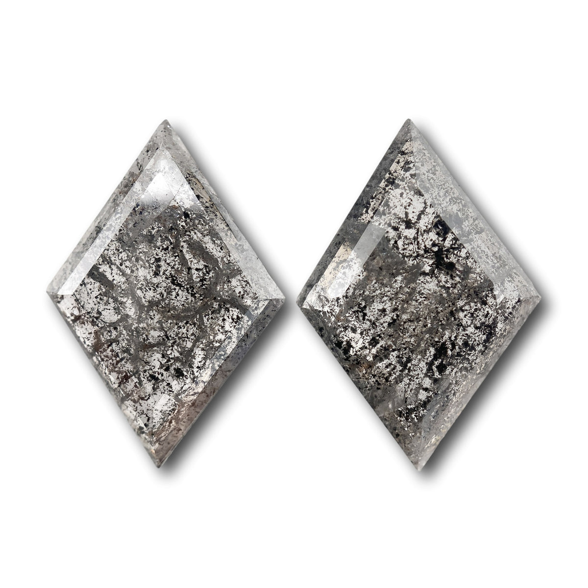 6.58cttw | Salt & Pepper Lozenge Shape Rose Cut Diamond Matched Pair