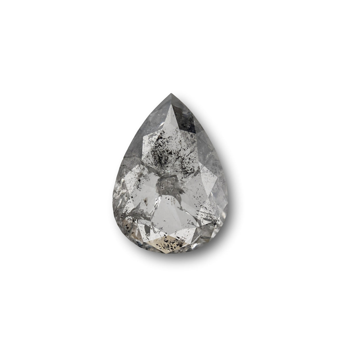 0.75ct | Salt & Pepper Pear Shape Rose Cut Diamond