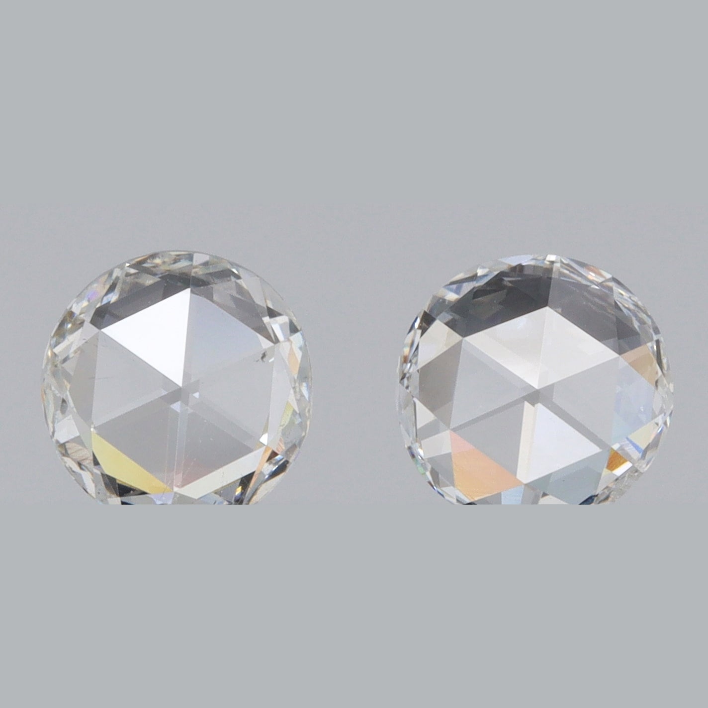0.66cttw | F-G VS-SI Round Shape Rose Cut Diamond Matched Pair - Modern Rustic Diamond
