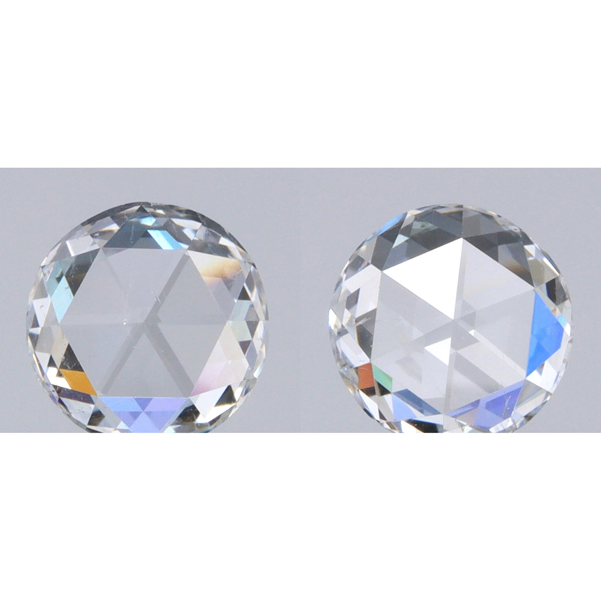 0.90cttw | E-F VS-SI Round Shape Rose Cut Diamond Matched Pair - Modern Rustic Diamond